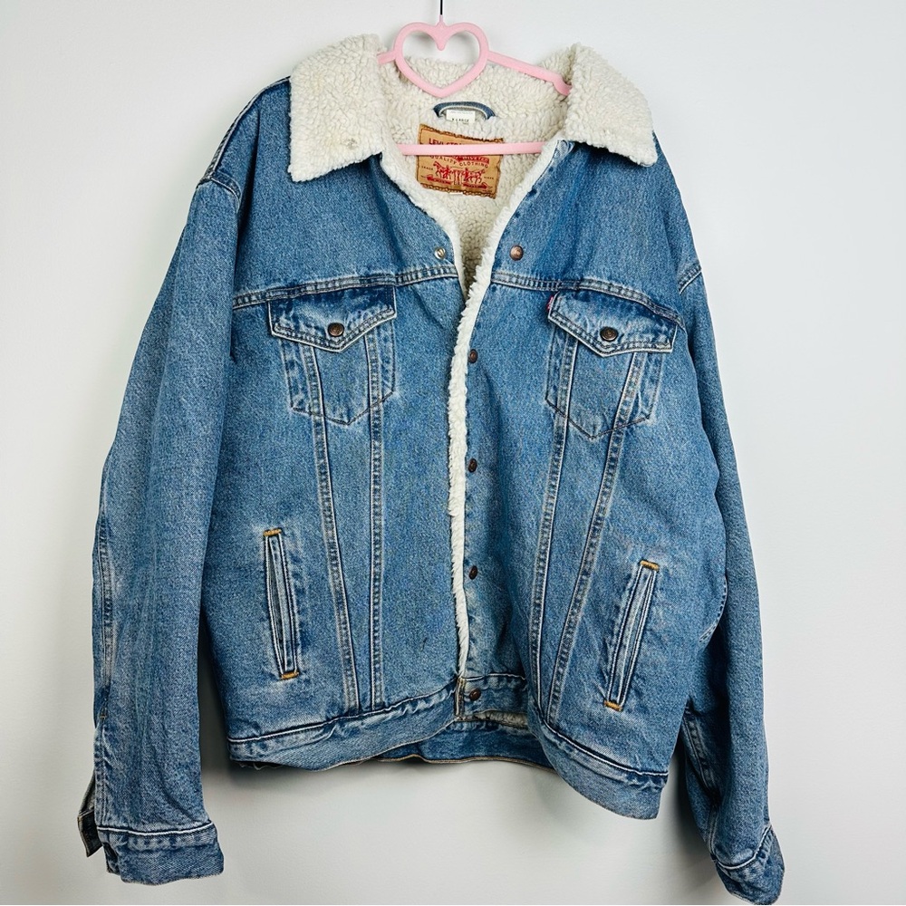 Levi's Cream Sherpa Lined Jean Jacket Size XL